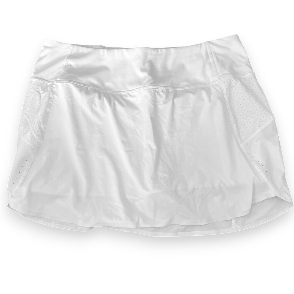 Athleta Run With It 14” White Athletic Skort Large Skirt Shorts Tennis Running